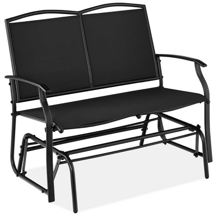 Best Choice Products 2-Person Outdoor Swing Glider, Steel Patio Loveseat, Bench Rocker w/ Armrests - Black