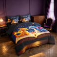 thumbnail image 2 of Manfei Dragon Animals 7-Piece King Bedding,Fantasy Mushroom Starry Sky King Bed in a Bag,Blue Red,Black Reversible, 2 of 6