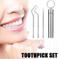 thumbnail image 4 of Toothpick Set Portable Stainless Steel Metal Tooth Picker Oral Cleaning Dentist Care Tool P1B2, 4 of 6