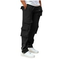 thumbnail image 5 of LpwkSSA Men's Elastic Drawstring Zipper Pants Multi Pocket Casual Work Pants Lightweight Breathable Comfortable Suitable for Outdoor School Street Wear Exercise Black XXXL, 5 of 5