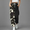 thumbnail image 2 of YDFCWXW Halloween Sweatpants for Women Baggy High Waisted Jogger Ghost Cartoon Graphic Sweat Pants with Pockets Black, S, 2 of 4