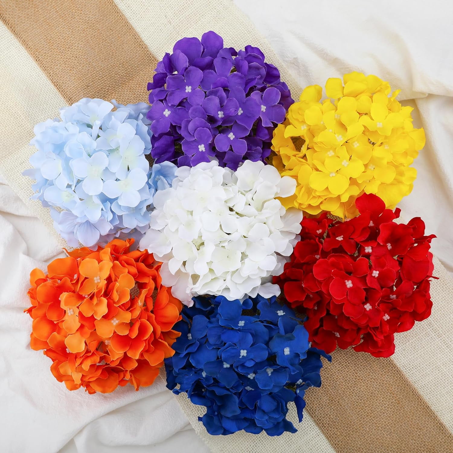 Fake Red Hydrangea Artificial Flowers - Faux Silk Hydrangeas Flowers Heads with Stems Real Touch for Home Wedding Party Table Decor(Red,Pack of )