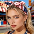 thumbnail image 5 of LSONABXA White Heardband for Women 4th Of July Bow Headband And Stripes Bunny Ear Headband Patriotic Holiday Dress Up Accessories For Women Women Headscarf for Women, 5 of 5