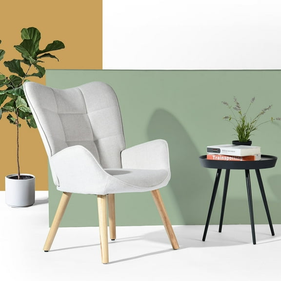 Homy Casa Garden Stools Non-slip Base Outdoor Stool with Armrests Balcony Patio Garden, Beige Oak