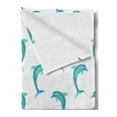 thumbnail image 2 of Sea Animals Soft Flannel Fleece Throw Blanket, Aqua Watercolor Artwork Dolphin Ocean Playful Marine Underwater Theme, Cozy Plush for Indoor and Outdoor Use, 50" x 60", Aqua White, by Ambesonne, 2 of 5