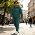 thumbnail image 6 of Fabrcox M-5XL Mens 2 Piece Sweatsuit Fleece Lined Hoodie and Sweatpants Set Causal Athletic Gym Sweatshirt Joggers Track Suits for Men Set Green 4XL, 6 of 7