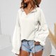 thumbnail image 2 of Camisa Manga Larga Empalme Cuello En V Adorno De Volantes Color Sólido Camisa Cómoda De Mujer Blanco L, 2 of 5