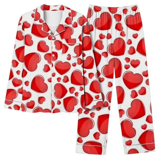 jovatis Ensembles à Manches Longues pour Femmes Femmes Décontracté Saint-Valentin Blouse Imprimée à Manches Longues Pantalon de Mode Pyjama Ensemble