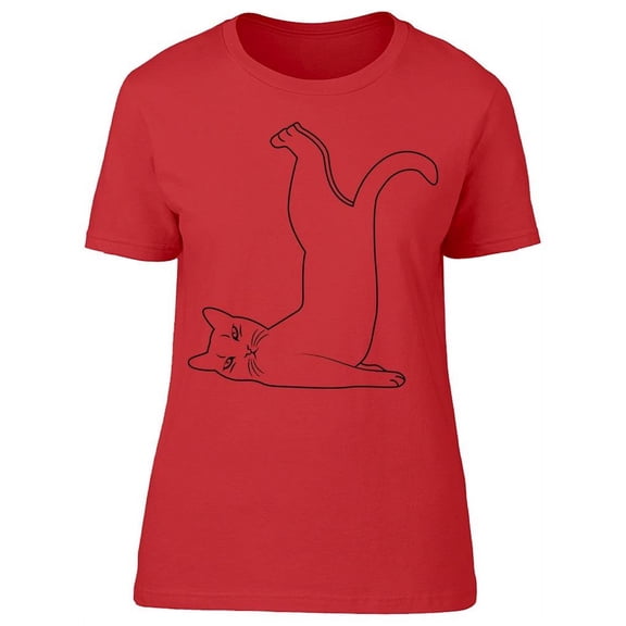 Line Drawing Cat Yoga Pose T-Shirt Women -Image by Shutterstock, Female 3X-Large