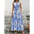 thumbnail image 5 of Sage Green Sleeveless Tie Waist A-Line Maxi Dress For Women, 5 of 7