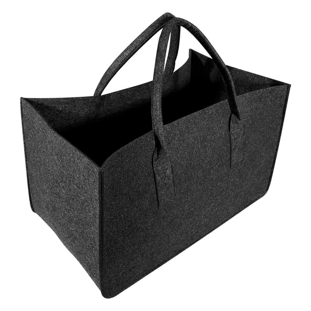 FONDOTIN Log Storage Pouch Black Portable Felt Organizer with Carry Handle for Adults 1Pack