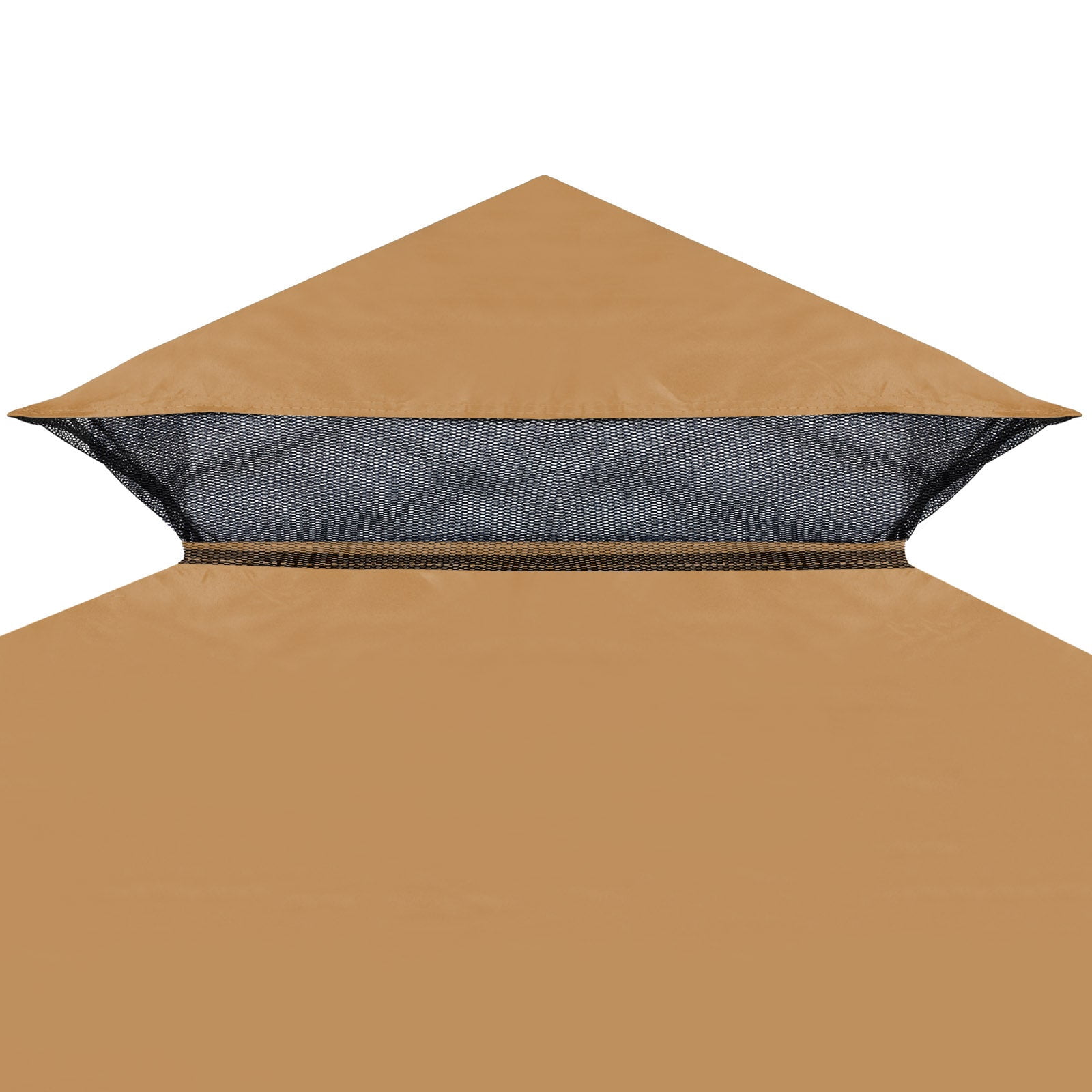 SUNNYOUTDOOR 10x10 FT Gazebo Replacement Top 2-Tiers Canopy Replacement Cover Double Tiered Replacement Canopy Top Cover (Tan)