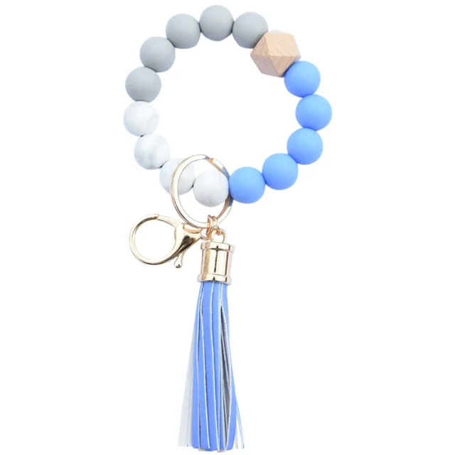 Fashion Creative Keychain Bracelet Wristlet Key Ring Beaded Bangle Key Chains For Women