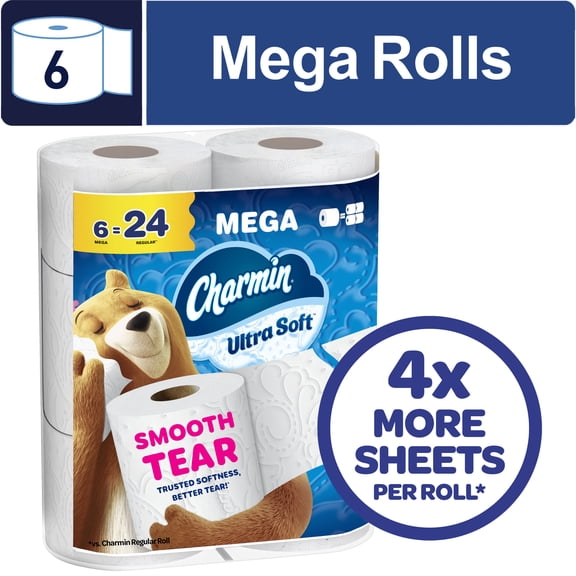 Charmin Toilet Paper Ultra Soft, 6 Mega Rolls