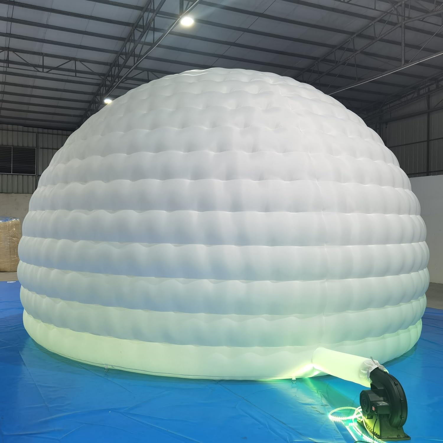 Striking Inflatable Igloo Dome Tent with Led Strips & Big Opening Outdoor Portable Nightclub Disco Igloo Party Wedding House White Oxford Air Marquee for Events (26.2Ft 8m D)
