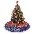 thumbnail image 4 of Christmas Tree Skirt, Stripe Purple Leopard Print Christmas Tree Decorations Indoor, Tree Skirts Mat With Tassel Trim for Halloween New Year Holiday Christmas Party Decor 30 Inches, 4 of 7
