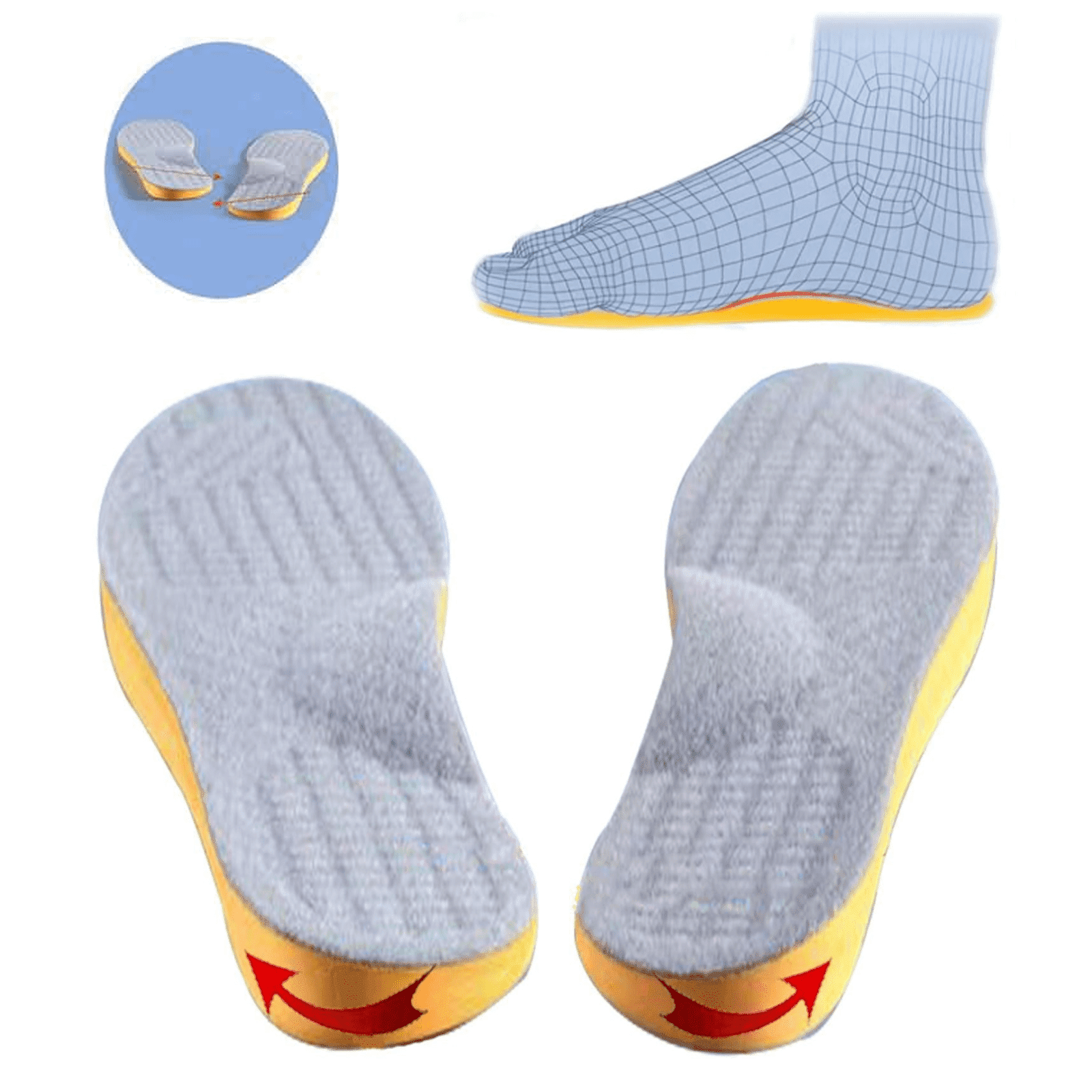 4Pairs Supination Correction Insoles for Men & Women - Orthotic Inserts for Over-Supination Relief & High Arch Support - Unisex Supportive Sole Inserts for Foot Pain Relief