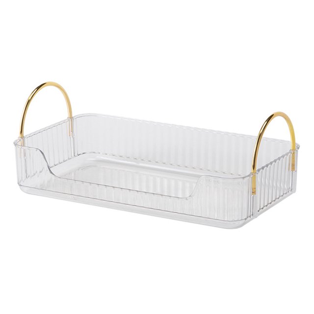 Visland Makeup Storage Tray Bathroom Organizer Tray with Metal Handle Countertop Organizer for Home