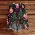 thumbnail image 2 of WTOBBY Women's Fashionable Printing Casual Hooded Long Sleeved Sweatshirt, Christmas Theme Design with Hood, Cozy Fleece Lining for Winter Comfort and Holiday Events,Dark Purple XL, 2 of 4