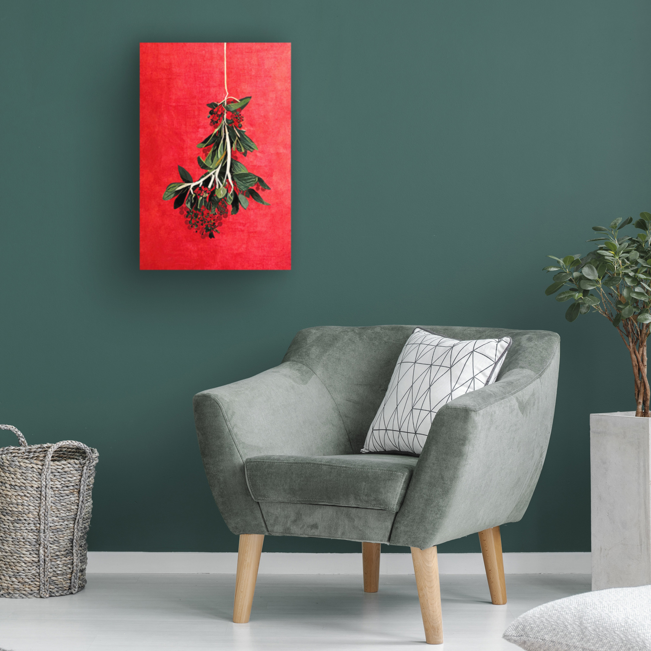 Canvas Wall Art - Treechild 'Painted Mistletoe' Wall Art for Living Room, Bedroom, or Office D?cor by Trademark Fine Art - 30 x 47 Inches