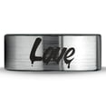 thumbnail image 2 of Tungsten Dripping Love Typography Writing Band Ring 8mm Men Women Comfort Fit Brushed Gray Flat Cut Black Polished, 2 of 4