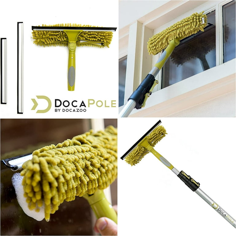 DocaPole 18” Window Scrubber for Large Windows | Chenille Microfiber Washer for Cleansing Glass Surface | Cleaner for Washing Glass | Cleaning