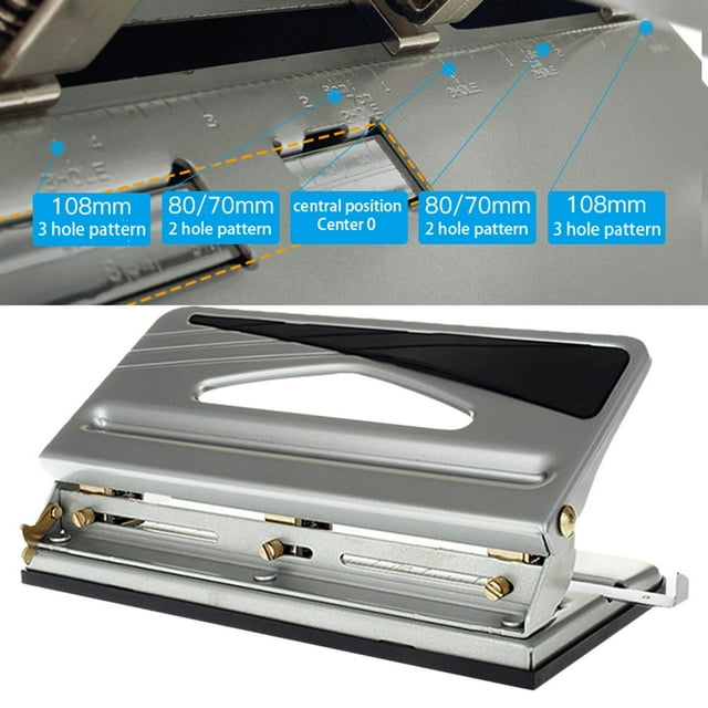 3 Hole Punch Metal Hole Puncher Handheld Durable Paper Punching Machine Accessories for Notebook Classroom Office File Binding Supplies