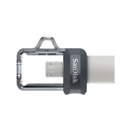 SanDisk - Ultra 128GB USB 3.0, Micro USB Flash Drive - Gray / Transparent