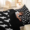 thumbnail image 4 of Manfei Cartoon Lightning Boys Twin Bedding Sets 7-Piece, Black White Bedding Comforter Set, Stripes Geometric Reversible Sheet Sets, Super Cozy Room Decor, 4 of 4
