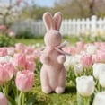 thumbnail image 3 of Easter Flocked Bunny Decor – Bow-Tie Adorned Rabbit Decor, Perfect Table Centerpiece for Home & Office Holiday Styling（Pink 1 PCS）, 3 of 6
