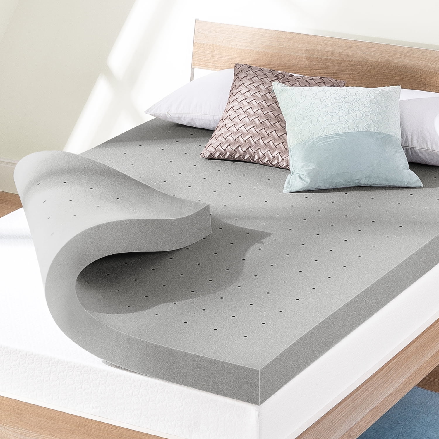 Details about   4 Inch Ventilated Memory Foam Topper Bamboo Charcoal Infusion Responsive Comfort 