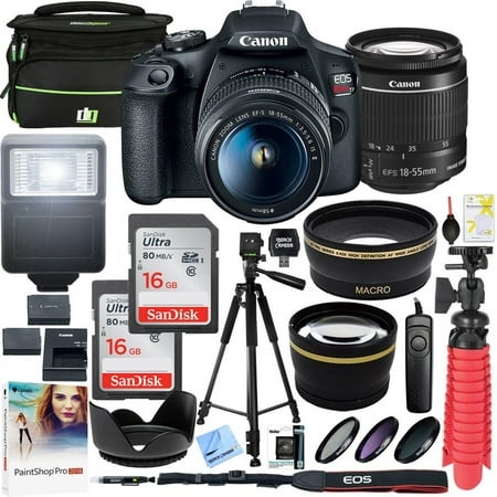 Canon EOS Rebel T7 DSLR Camera with EF-S 18-55mm f/3.5-5.6 IS II Lens Plus Double Battery Tripod Cleaning Kit and Deco Gear Deluxe Case Accessory