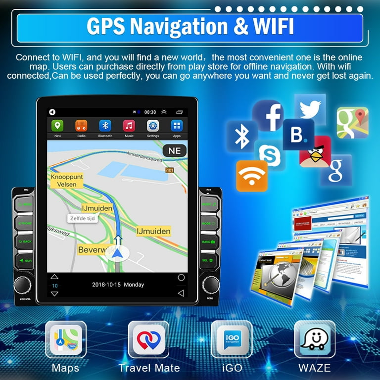2 DIN écran tactile vertical autoradio Android 9.0 Bluetooth GPS NAVIRES  Wifi 9.7 - Letshop.dz