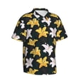 thumbnail image 2 of Balery Lilies Flowers Print Men's Hawaiian Shirts Short Sleeve Beach Shirt Relaxed Fit Vacation Button Down Shirts-Small, 2 of 9