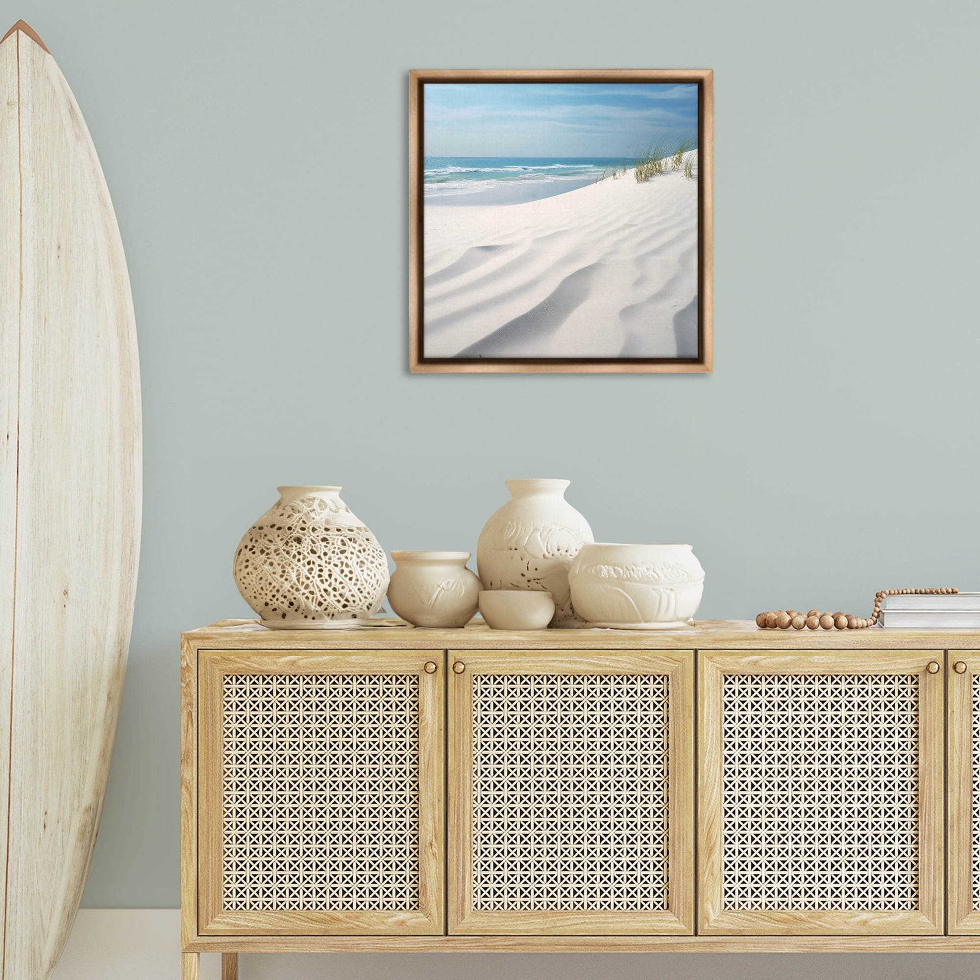 Stupell Industries Seabreeze Windy Dunes Landscape Photography Brown Floater Framed Canvas Art Print Wall Art, 25 x 25