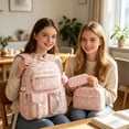 thumbnail image 4 of Girls 3Pcs School Backpack Bundle, Multi-compartment Corduroy Student Bookbag with Matching Lunch Tote & Pencil Pouch, Cute Printed Daypack for Elementary Middle School, 4 of 4