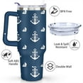 thumbnail image 3 of 40oz Ocean Nautical Anchor Stainless Steel Flip Straw Tumbler Spill Proof Travel Cup Double Wall Vacuum Insulated Coffee Mug with Top Handle, 3 of 6