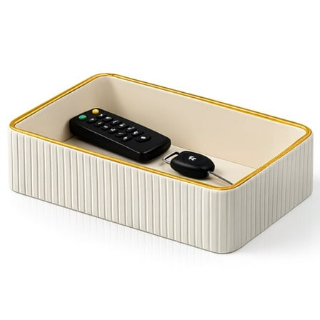 PU Leather Valet Tray Organizer,Entryway Desktop Storage for Womens and Men,Modern Nightstand Organizer for Perfume,Key,Watch,Wallet (White)