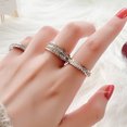 thumbnail image 5 of Anillo de acero inoxidable de circón cuadrado de doble fila de Color oro rosa de lujo para mujer, joyería para fiesta y boda romántica para mujer, 5 of 5