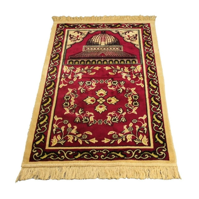 Maytalsory Muslim Prayer Rug Eid Embroidery Tapestry Carpet Non- for Slip Mat Red 110x70cm 1Set