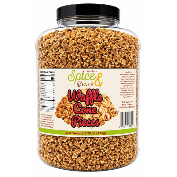 Waffle Cone Pieces , Ice Cream Topping & Dessert Decoration , by Dasher's Spice & Beans , 3.75 lbs