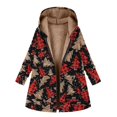 thumbnail image 1 of Top de Abrigo de Invierno de Navidad Para Mujer Blusa de Chaqueta Con Cremallera de Bolsillo Con Cordón de Colorblock de Manga Larga Con Capucha Odeerbi ODB193956, 1 of 4
