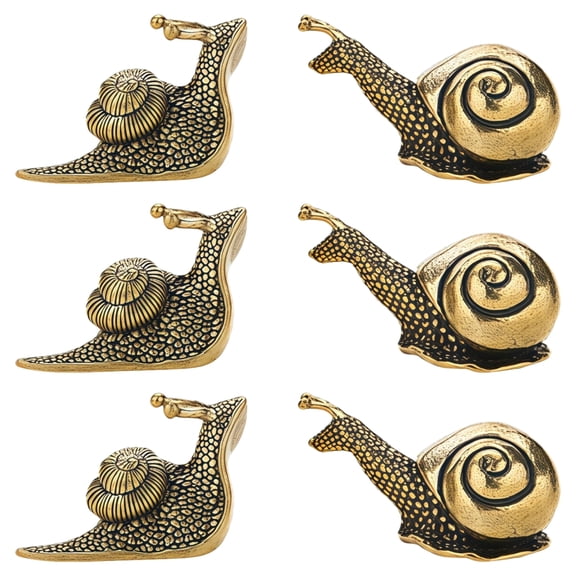 6 Pcs Brass Snail Sculpture Decor,Vintage Brass Animal Statues,Small Garden Statue,Antique Brass Desk Decor for Home Office Garden