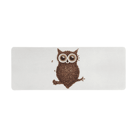 SUNENAT Soft Extra Extended Large Gaming Mouse Pad with Stitched Edges 31.5 x 12In Desk Pad Keyboard Mat Non-Slip Base for Office & Home Funny Owl Made Of Coffee Seeds