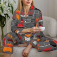 thumbnail image 6 of Pajama Sets for Women 2 Pcs, BBQ Icons Button Down Long Sleeve Sleepwear Lounge PJ Sets, 6 of 6