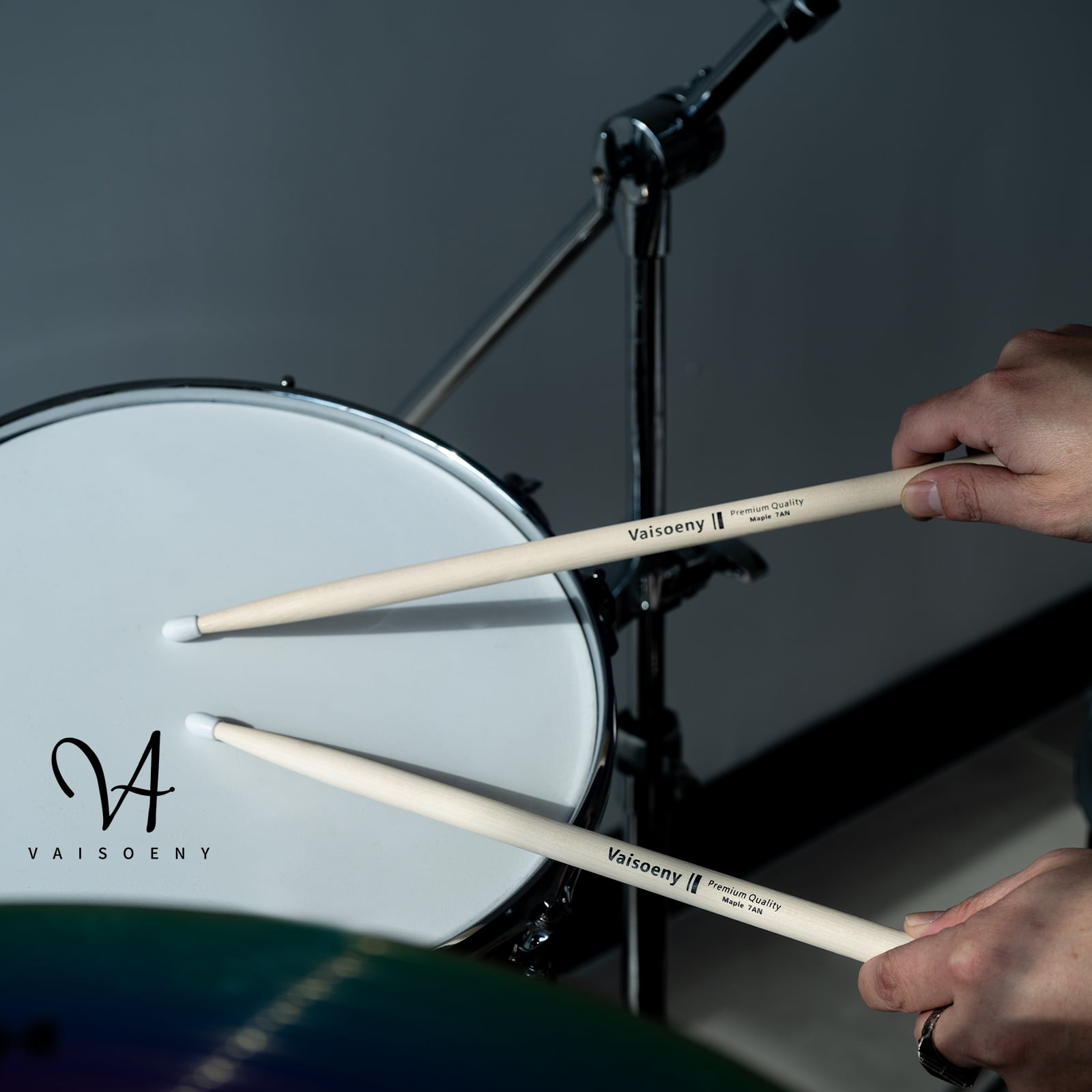 Vaisoeny 7A Drumsticks, Nylon Tip Drum Sticks Set for Acoustic Drums or Electronic Drums, Oval Nylon Tip Maple Drumsticks for Drummers and beginners (12 Pair)
