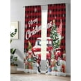 thumbnail image 4 of Christmas Truck Dwarfs Sheer Curtains 84 Inch Long 2 Panels, Winter Snowflakes Red Plaid Light Filtering Rod Pocket Semi Sheer Curtains, Sheer Voile Drapes for Living Room Bedroom, 52"x84", 4 of 5