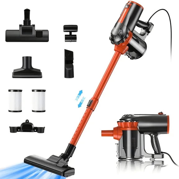 600W 18KPa Corded Stick Vacuum Cleaner for Carpet Hardwood Floor Pet Hair