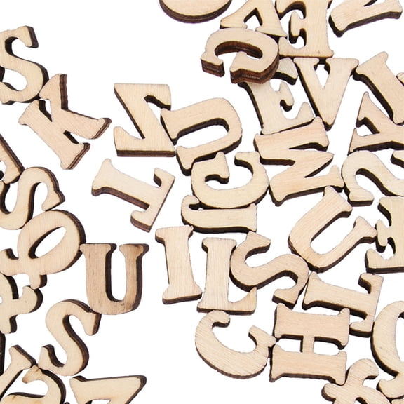 Topbathy 100Pcs Unfinished Wood Letters Khaki for Crafting and Home Decoration