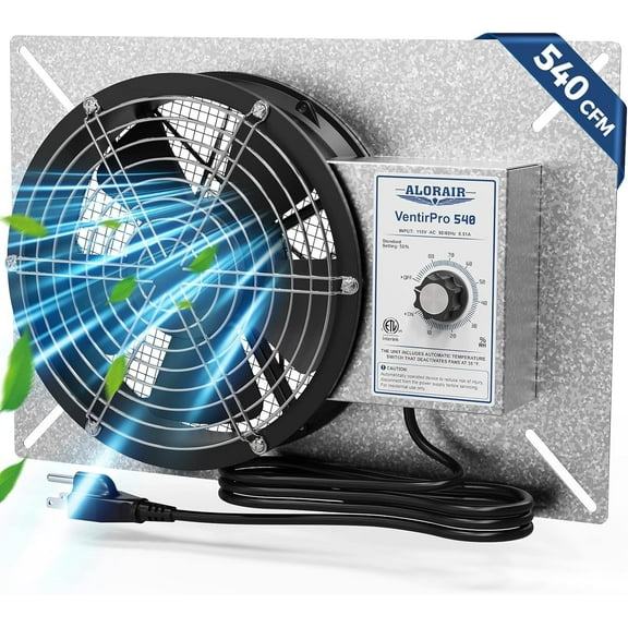 ALORAIR 540 CFM IP-55 Grade Crawlspace Ventilation Fans with Humidistat & Thermostat, 8.7 inches Basement Vent Fans with Isolation Mesh, Ventilator Fan for Crawl Space Basement Attic Garage, Exhaust